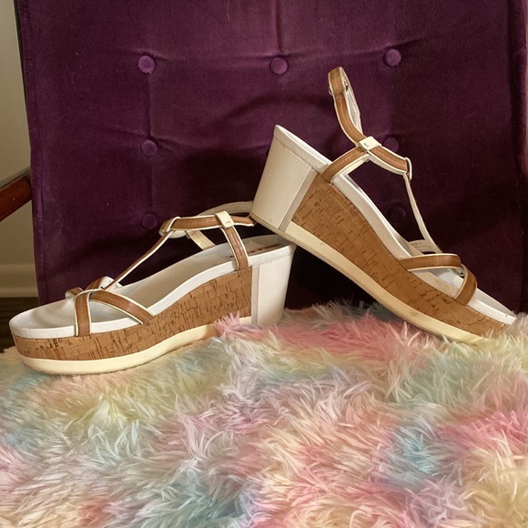 White Prada Sport Wedges with Cork Heel - Picture 3 of 15